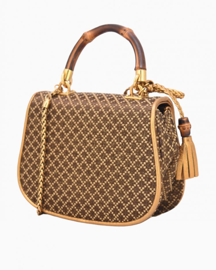 Bolsa Gucci original Bamboo Night dourada feminina